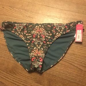Green and pink floral bikini bottoms